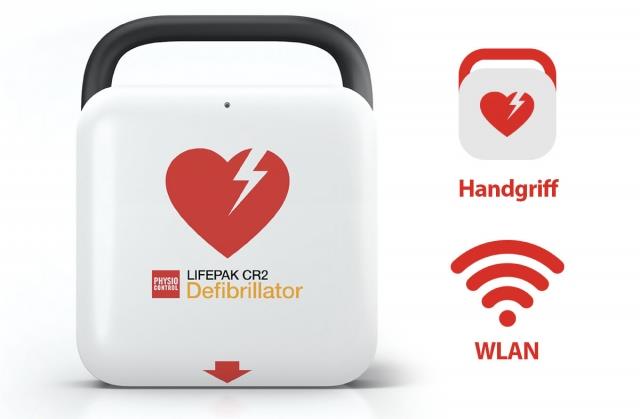 AED LIFEPAK® CR2 3G, Vollautomat, mit W-LAN, 2-sprachig, Handgriff,